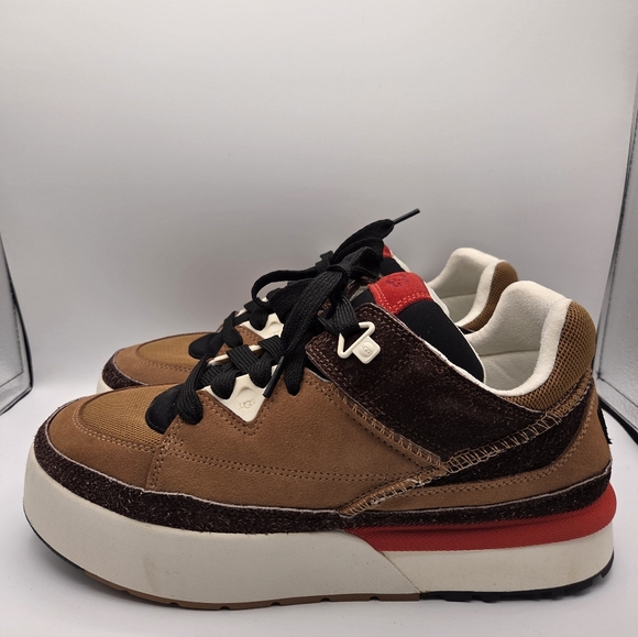 Ugg All Gender Goldencush Suede Platform Brown Red Sneakers M11 W12 - Picture 1 of 12